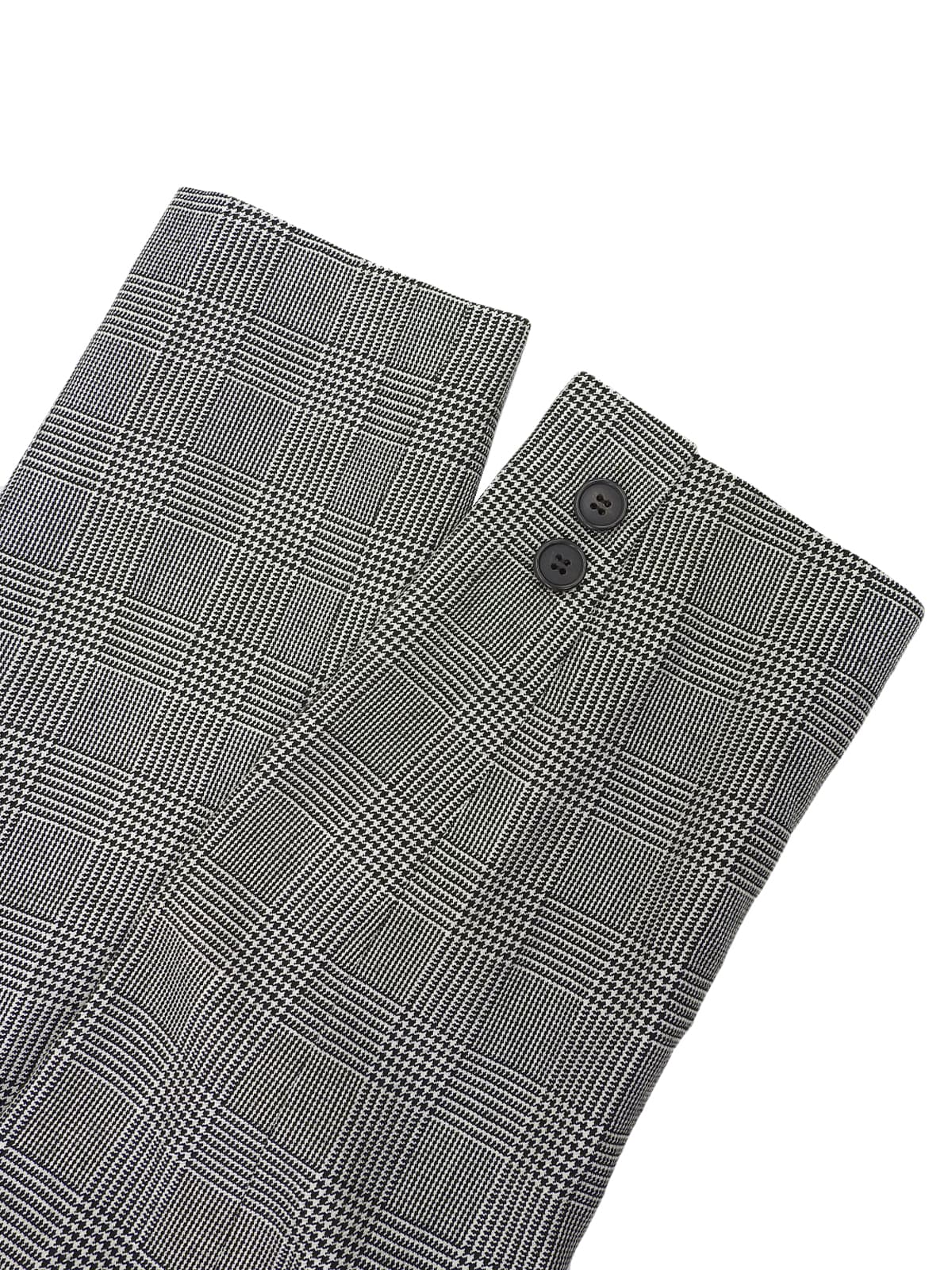 グレンチェックパターンノーカラーロングジャケット グレー/ブラック