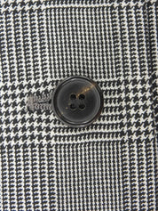 グレンチェックパターンノーカラーロングジャケット グレー/ブラック