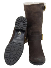 ムートンエンジニアブーツ ダークブラウン