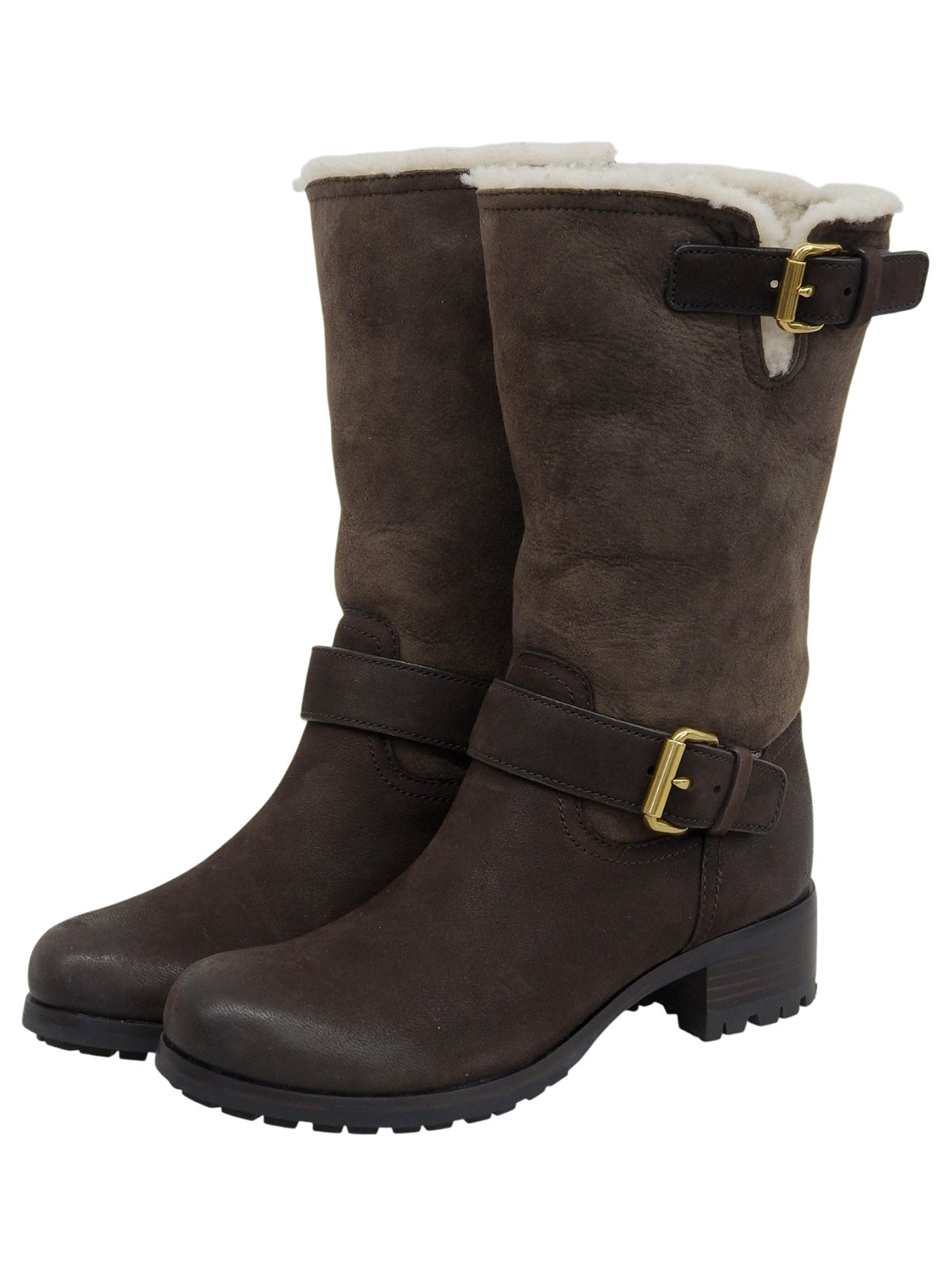 ムートンエンジニアブーツ ダークブラウン