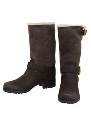 ムートンエンジニアブーツ ダークブラウン