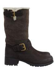 ムートンエンジニアブーツ ダークブラウン