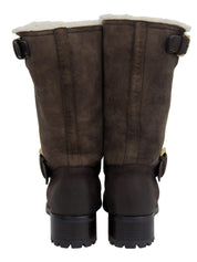 ムートンエンジニアブーツ ダークブラウン