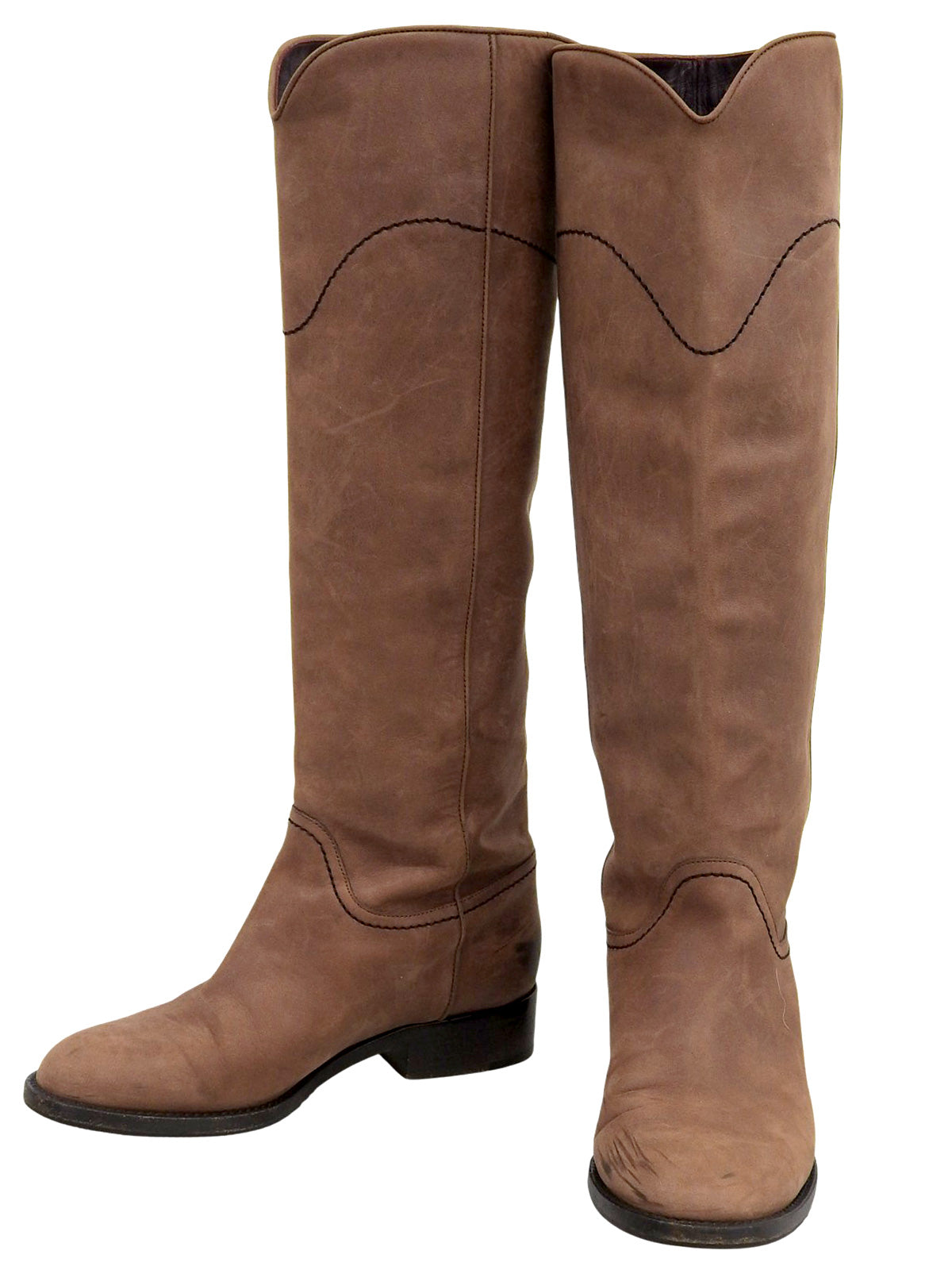 バックCCマークステッチロングブーツ ブラウン