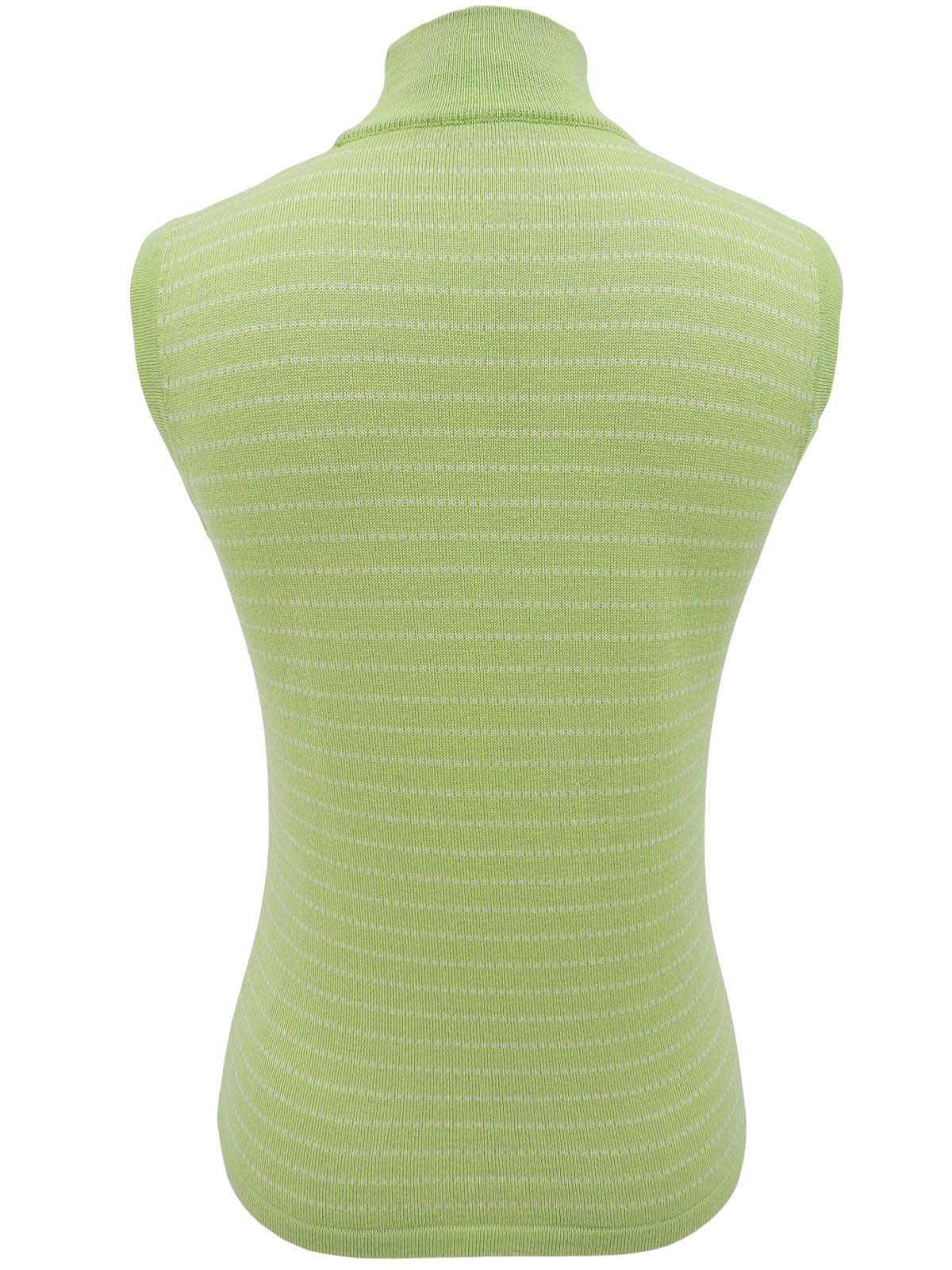 ボーダーパターンノースリーブニットトップス グリーン