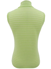 ボーダーパターンノースリーブニットトップス グリーン