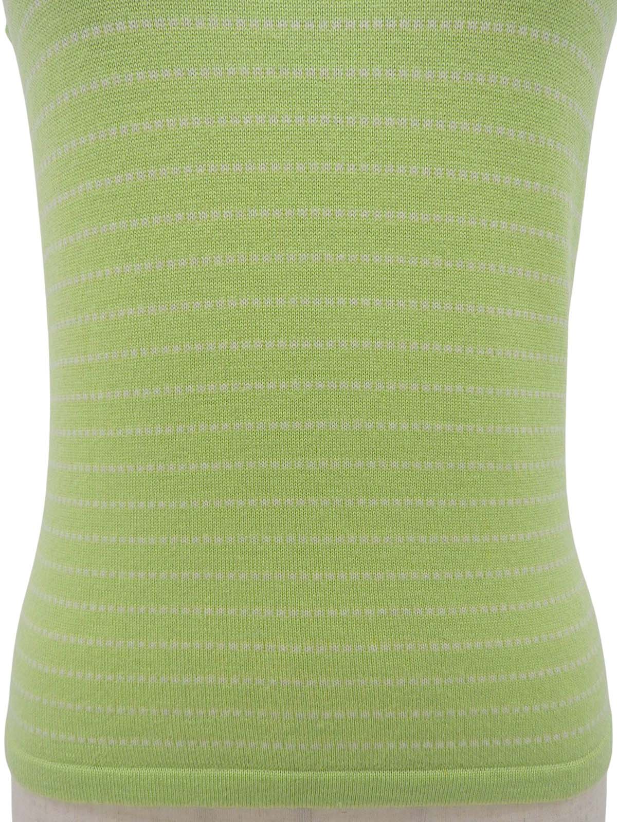 ボーダーパターンノースリーブニットトップス グリーン