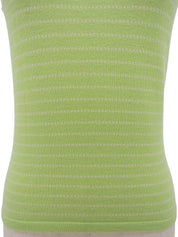 ボーダーパターンノースリーブニットトップス グリーン