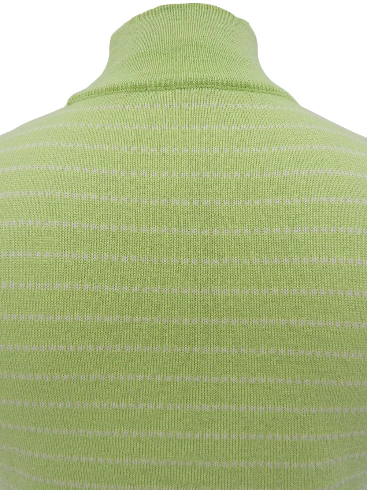 ボーダーパターンノースリーブニットトップス グリーン