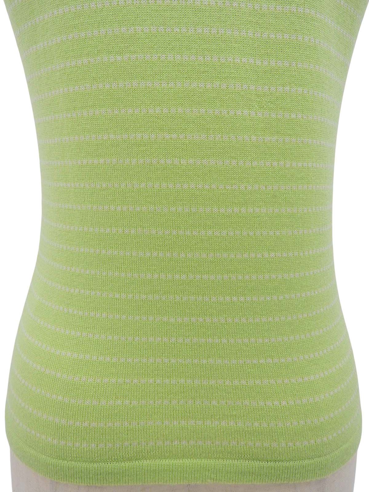 ボーダーパターンノースリーブニットトップス グリーン