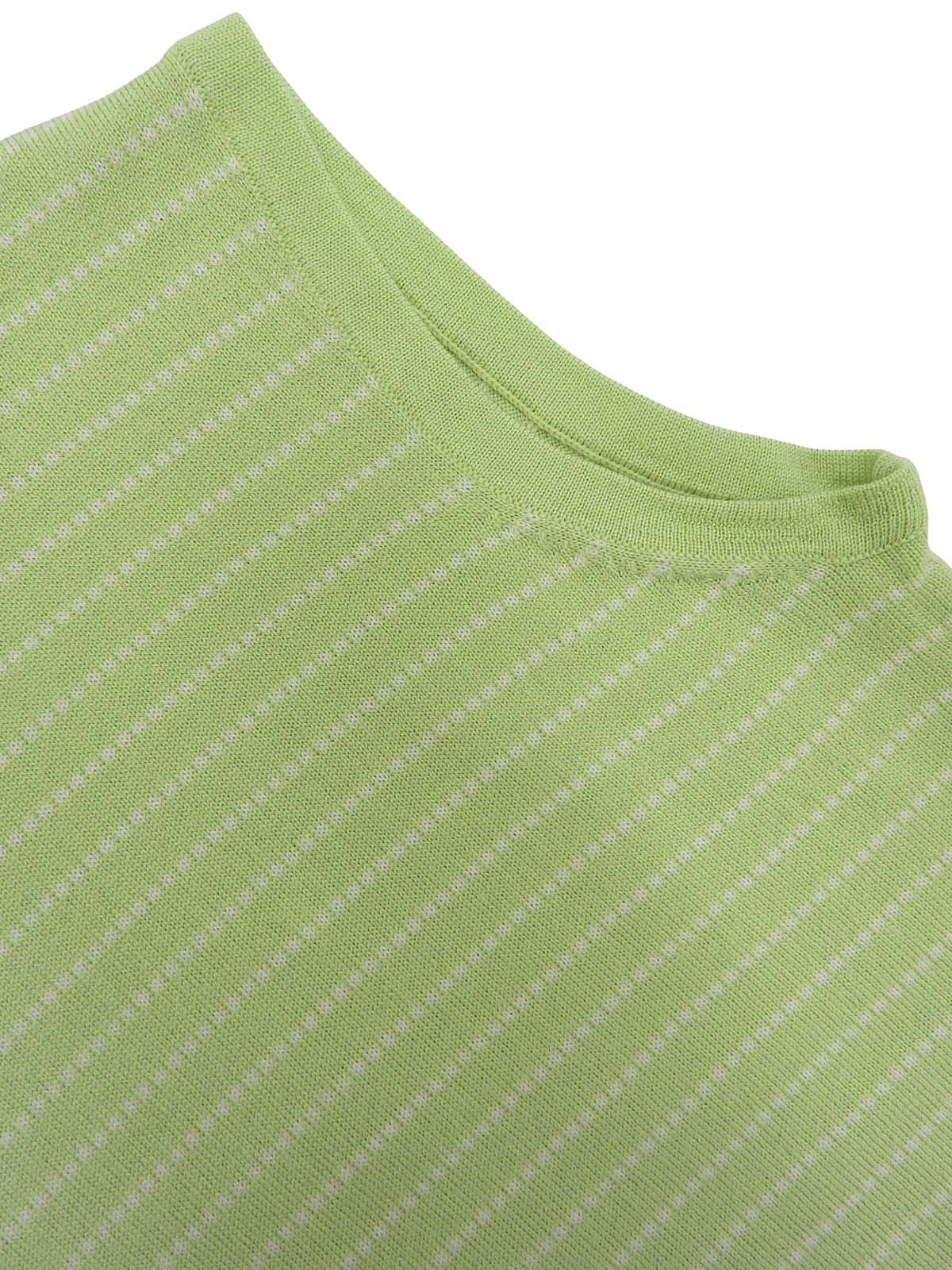 ボーダーパターンノースリーブニットトップス グリーン