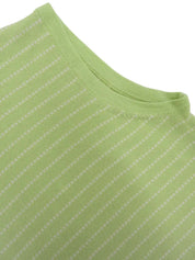 ボーダーパターンノースリーブニットトップス グリーン