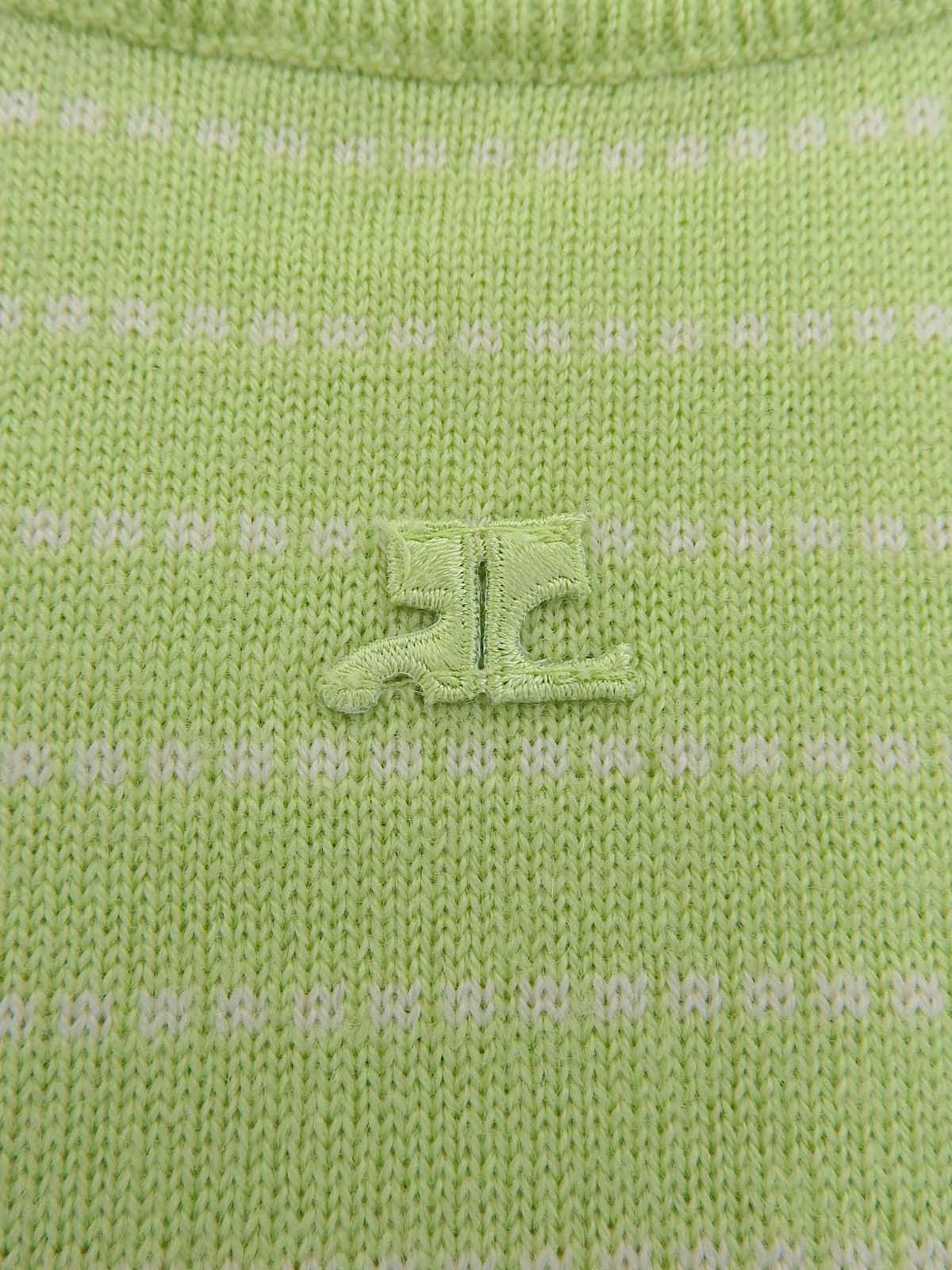 ボーダーパターンノースリーブニットトップス グリーン