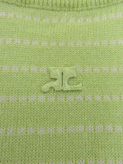 ボーダーパターンノースリーブニットトップス グリーン