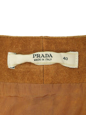 Suede Logo Button Skirt #40 Brown