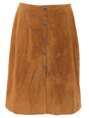 Suede Logo Button Skirt #40 Brown