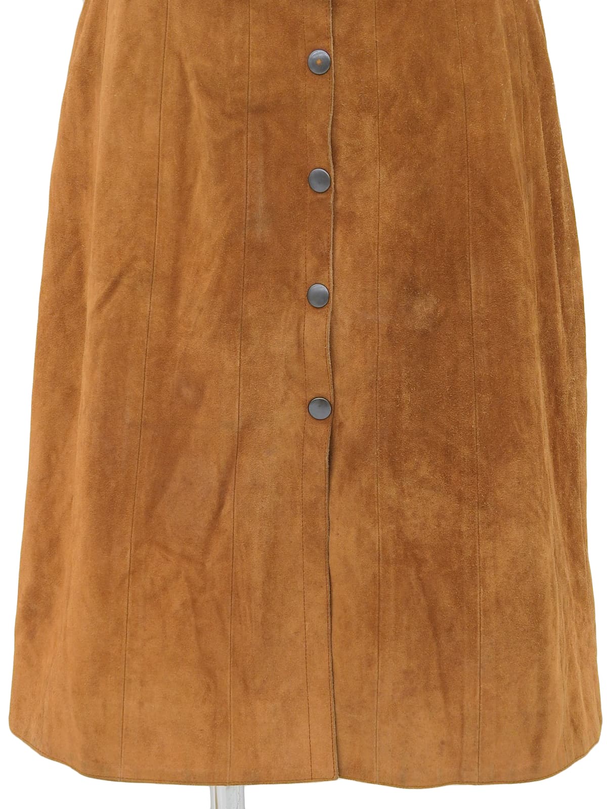 Suede Logo Button Skirt #40 Brown