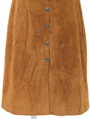 Suede Logo Button Skirt #40 Brown