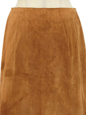 Suede Logo Button Skirt #40 Brown