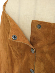 スエードロゴボタンスカート ブラウン