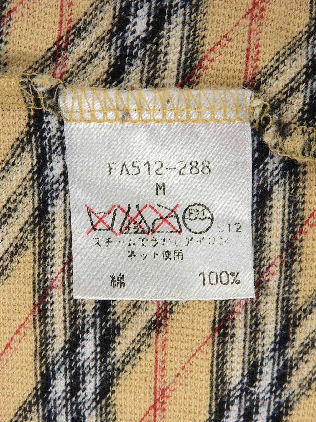 ノバチェックパターンリボン半袖トップス ベージュ