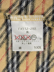 ノバチェックパターンリボン半袖トップス ベージュ