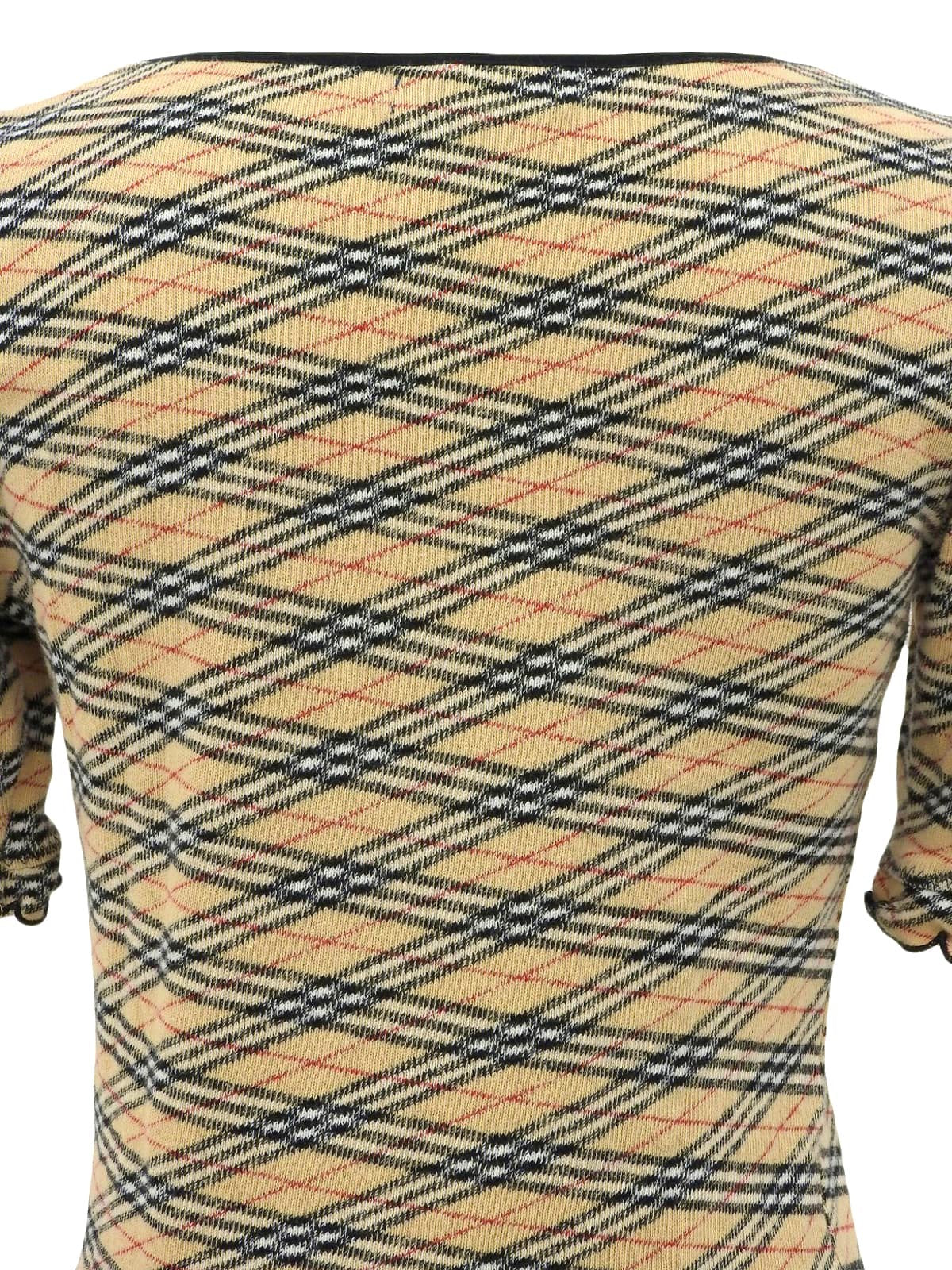 Nova Check Pattern Ribbon Short Sleeve Top in Beige