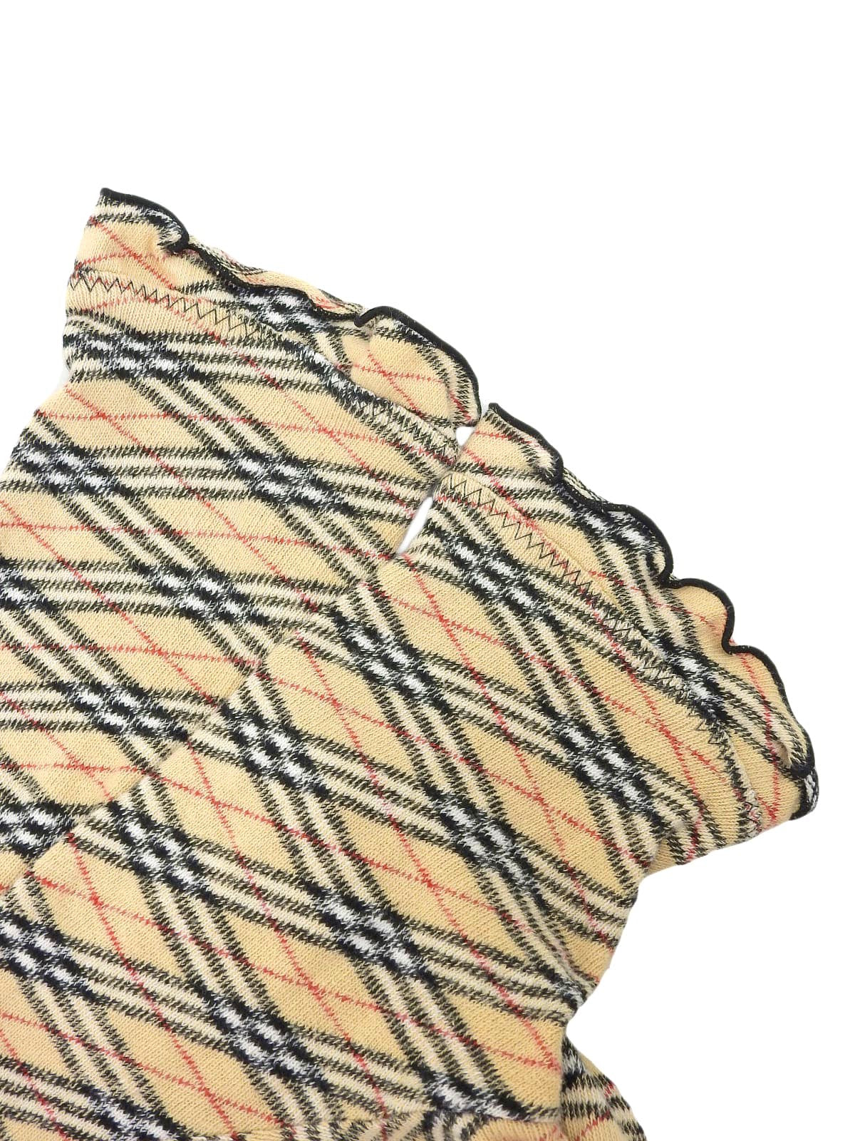 Nova Check Pattern Ribbon Short Sleeve Top in Beige