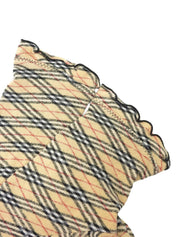 Nova Check Pattern Ribbon Short Sleeve Top in Beige