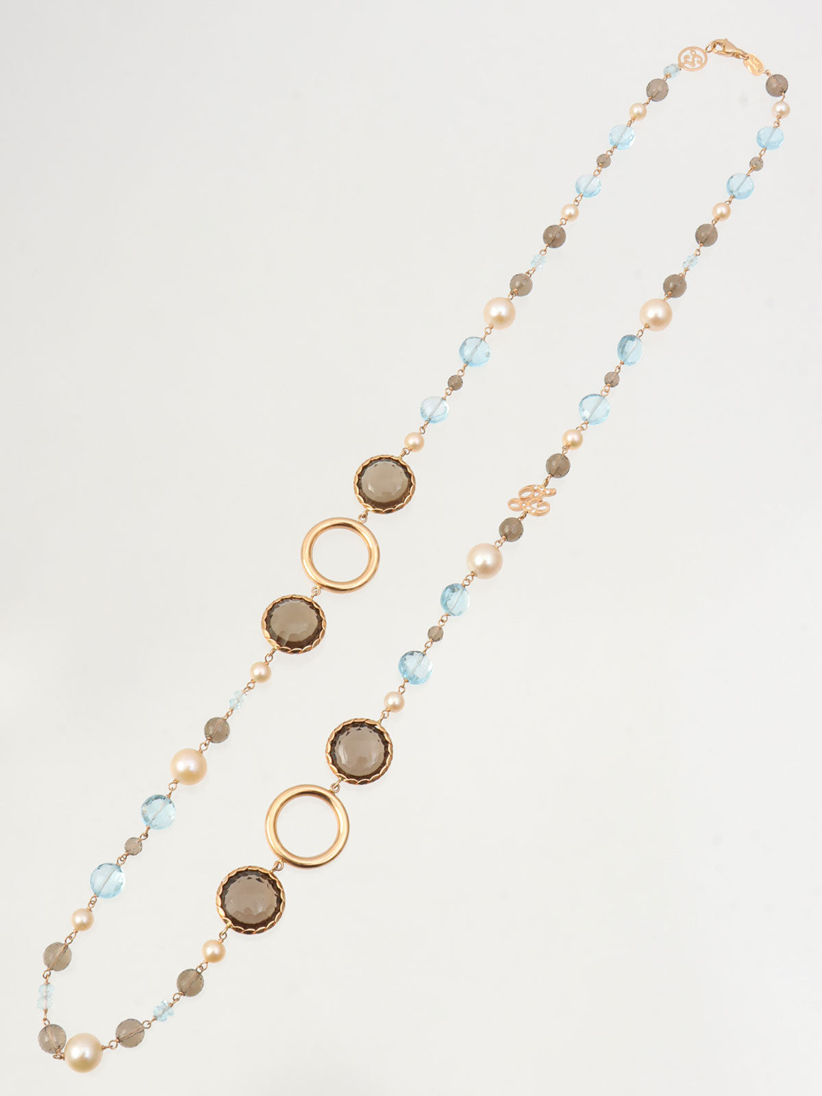 18K Pearl Multi-Stone Long Necklace, Pink Gold