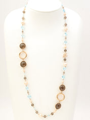 18K Pearl Multi-Stone Long Necklace, Pink Gold