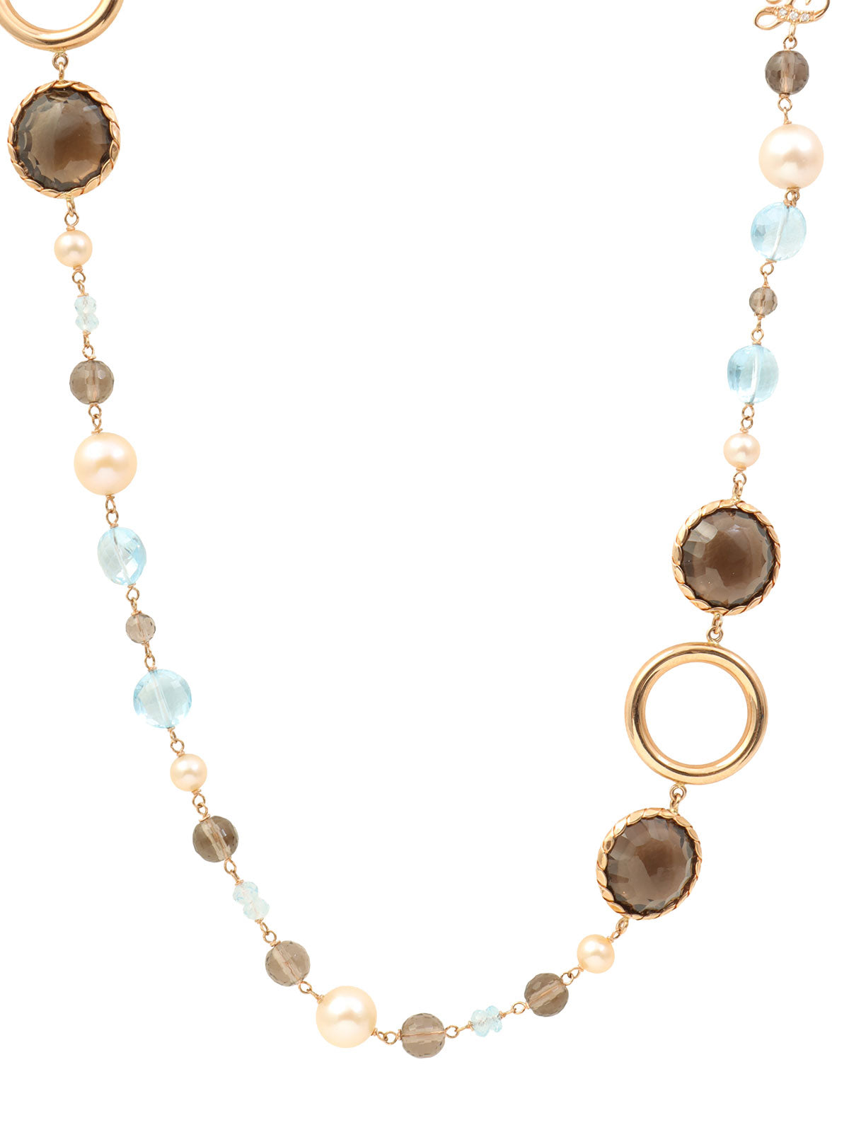 18K Pearl Multi-Stone Long Necklace, Pink Gold