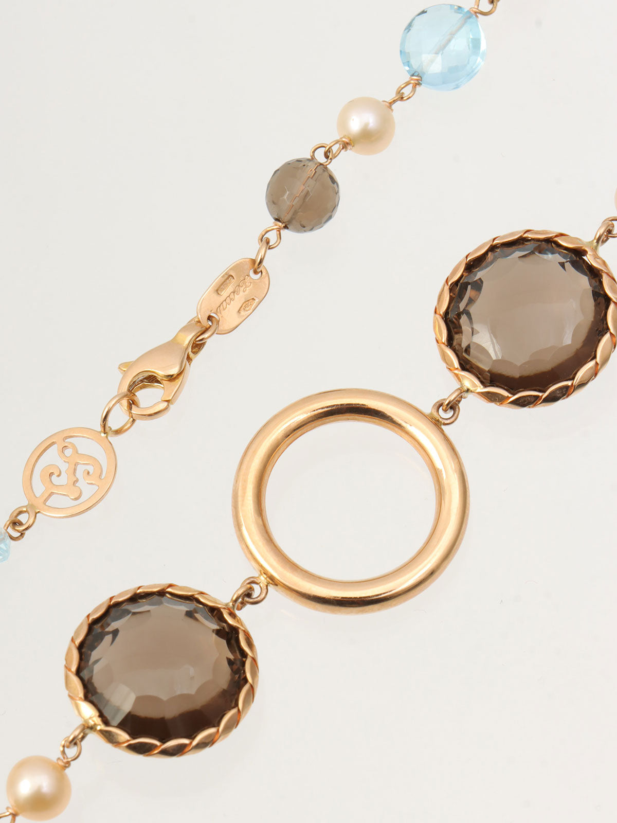 18K Pearl Multi-Stone Long Necklace, Pink Gold