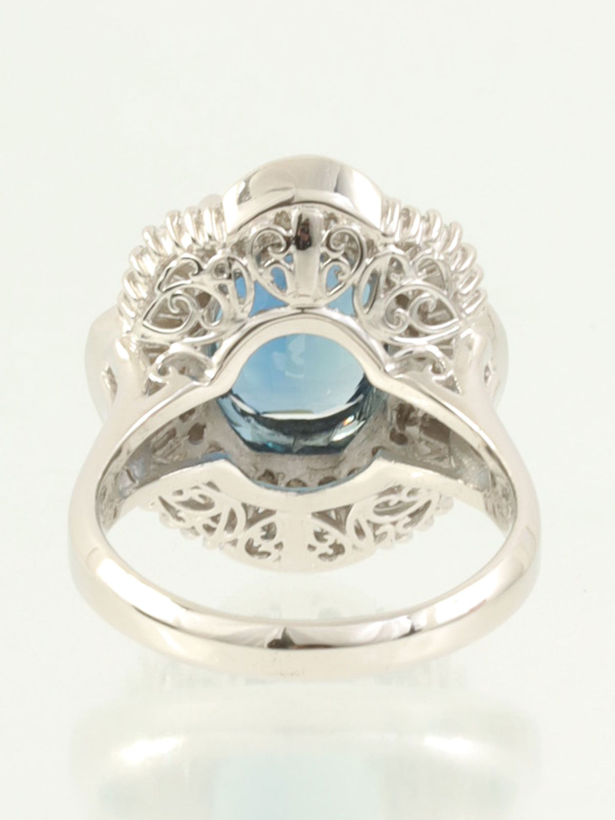 Platinum Sapphire and Diamond Design Ring in Silver/Blue