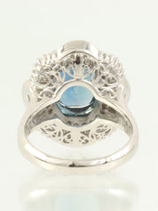 Platinum Sapphire and Diamond Design Ring in Silver/Blue