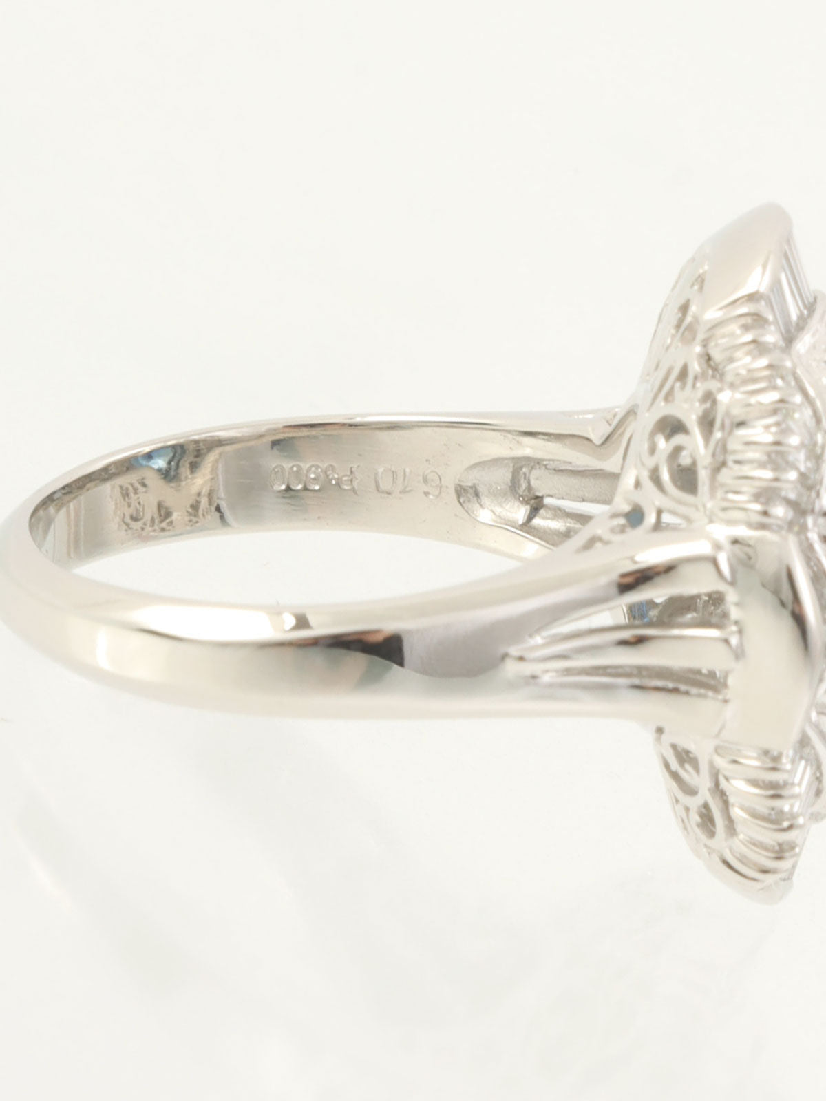 Platinum Sapphire and Diamond Design Ring in Silver/Blue