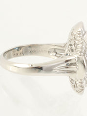 Platinum Sapphire and Diamond Design Ring in Silver/Blue