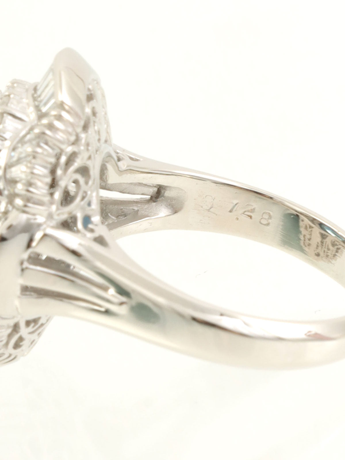 Platinum Sapphire and Diamond Design Ring in Silver/Blue