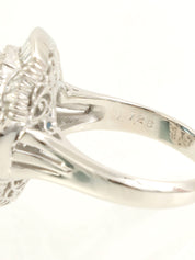 Platinum Sapphire and Diamond Design Ring in Silver/Blue