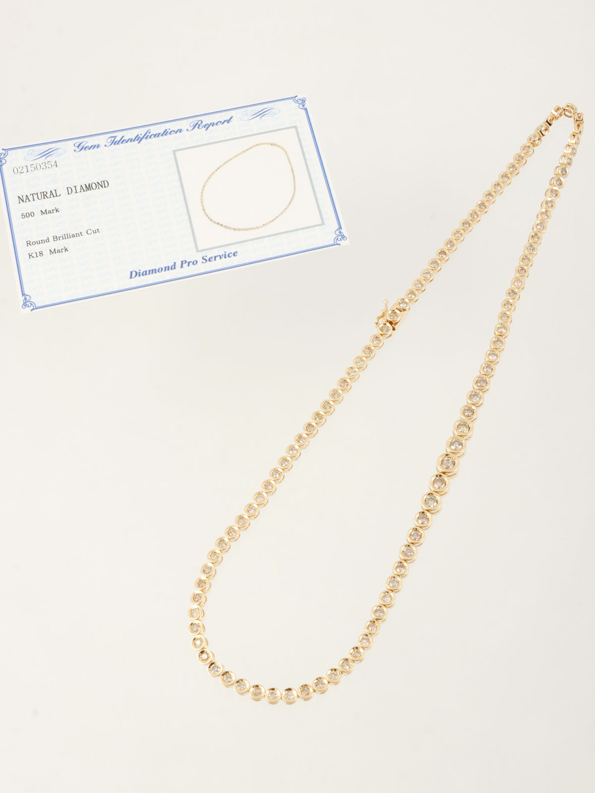 18Kダイヤモンドテニスチェーンネックレス ゴールド