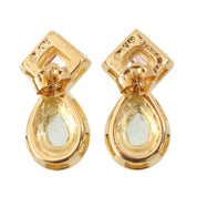 18K Topaz Design Pierced Earrings Gold/Blue/Pink