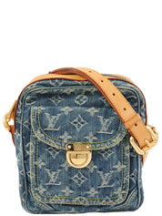 2007 Denim Monogram Camera Bag Blue