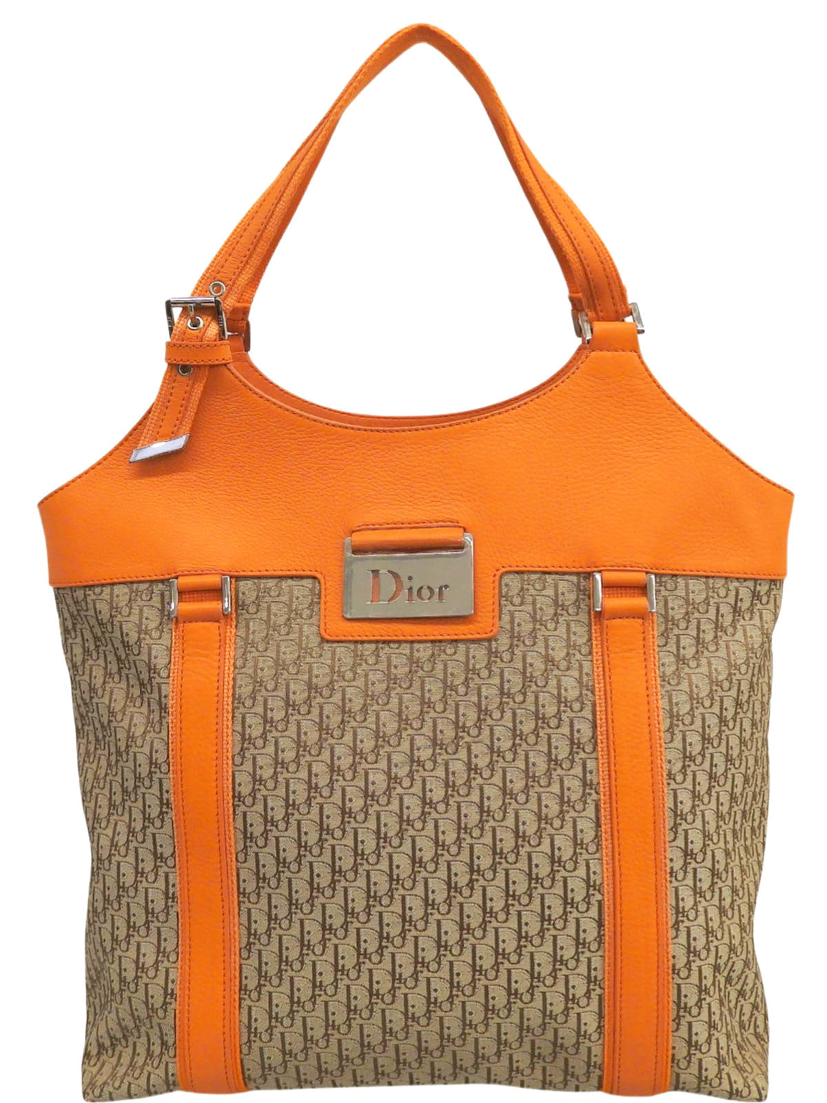 ストリートシックトロッターパターントートバッグ オレンジ/ブラウン