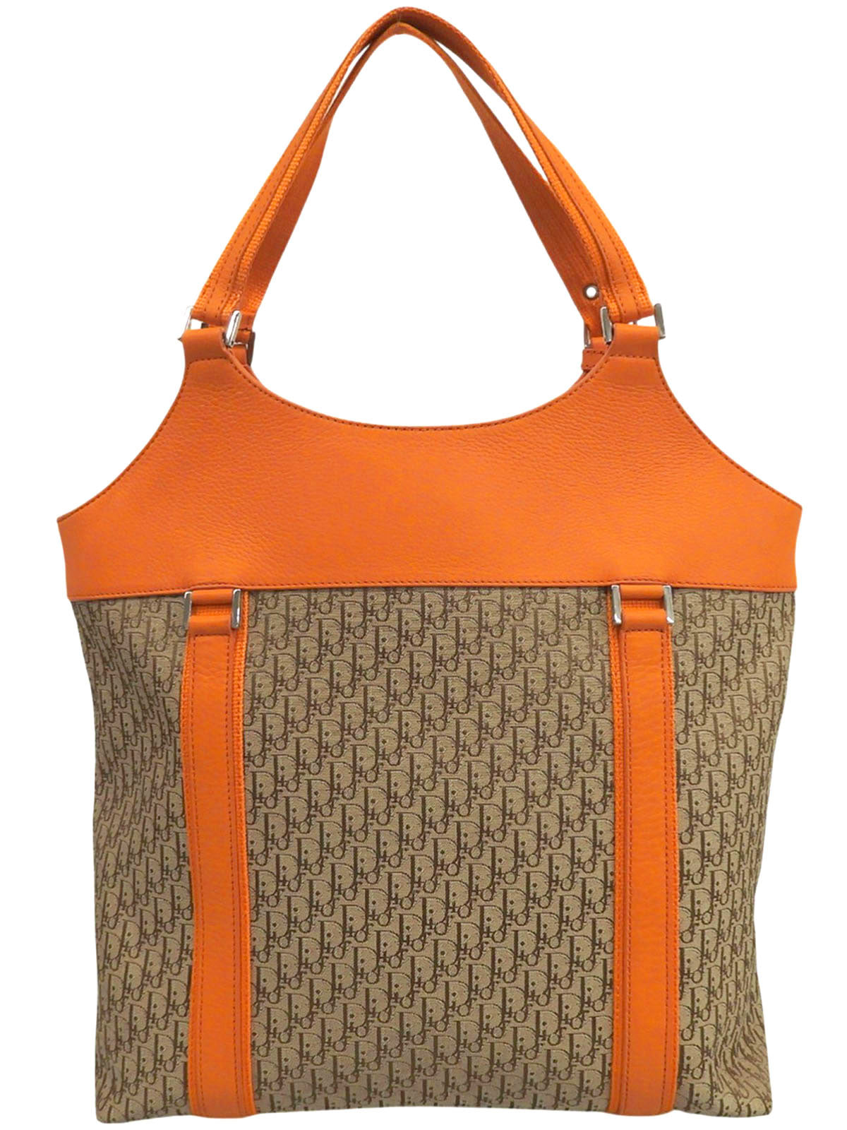 ストリートシックトロッターパターントートバッグ オレンジ/ブラウン