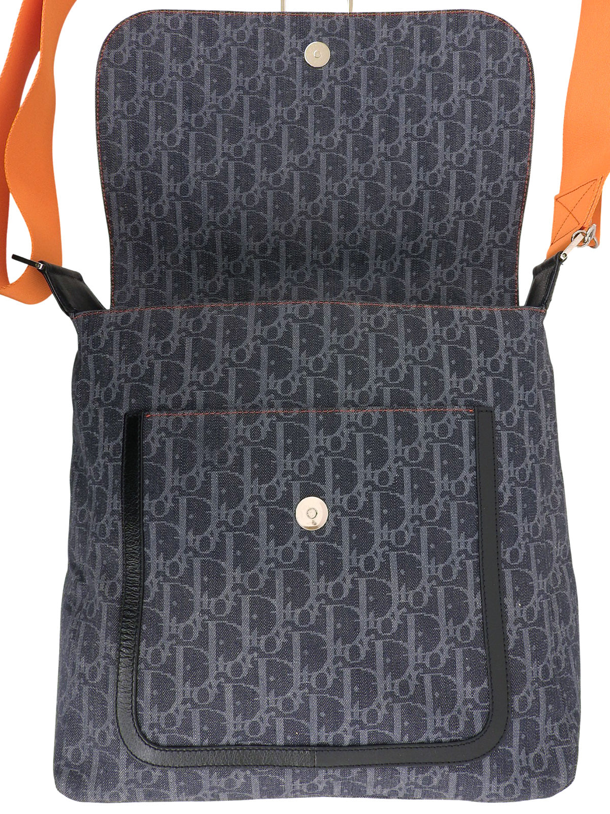 フライトライントロッターパターンショルダーバッグ ネイビー／オレンジ