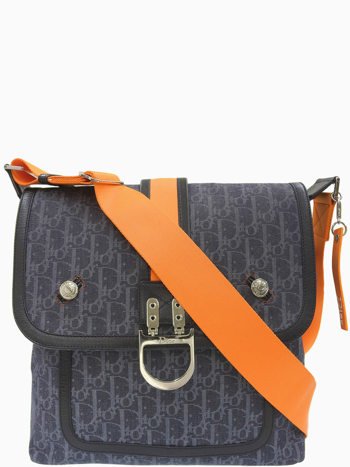 フライトライントロッターパターンショルダーバッグ ネイビー／オレンジ