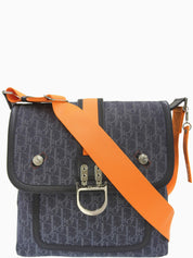 フライトライントロッターパターンショルダーバッグ ネイビー／オレンジ