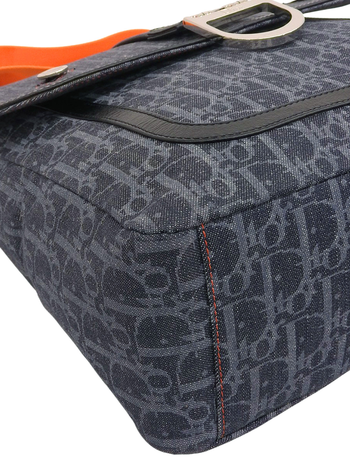 フライトライントロッターパターンショルダーバッグ ネイビー／オレンジ