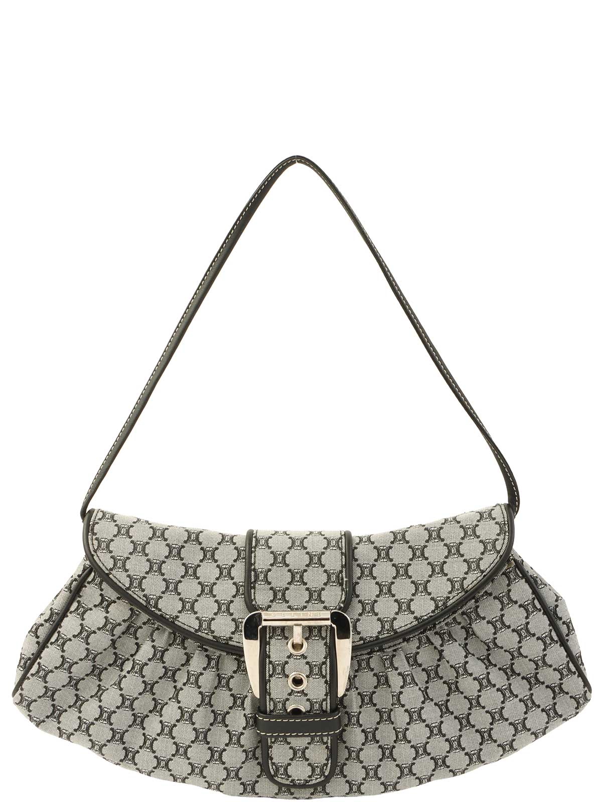 マカダムパターンロゴバックルハンドバッグ ブラック