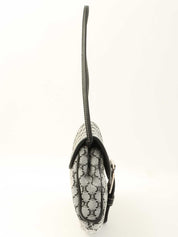 マカダムパターンロゴバックルハンドバッグ ブラック